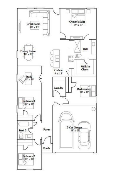 2D floor plan layout of this home in The Grand Prairie, Hockley, TX (Image 6). 2D floor plan layout of this home in The Grand Prairie, Hockley, TX (Image 6).