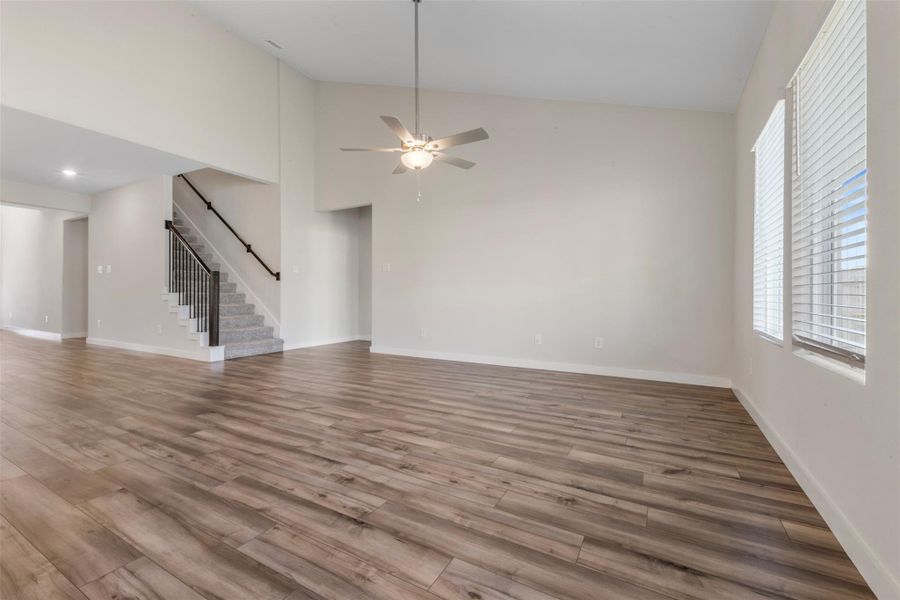 View looking into the living room looking from the dining area