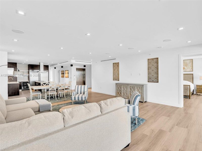Living space with direct bay views.