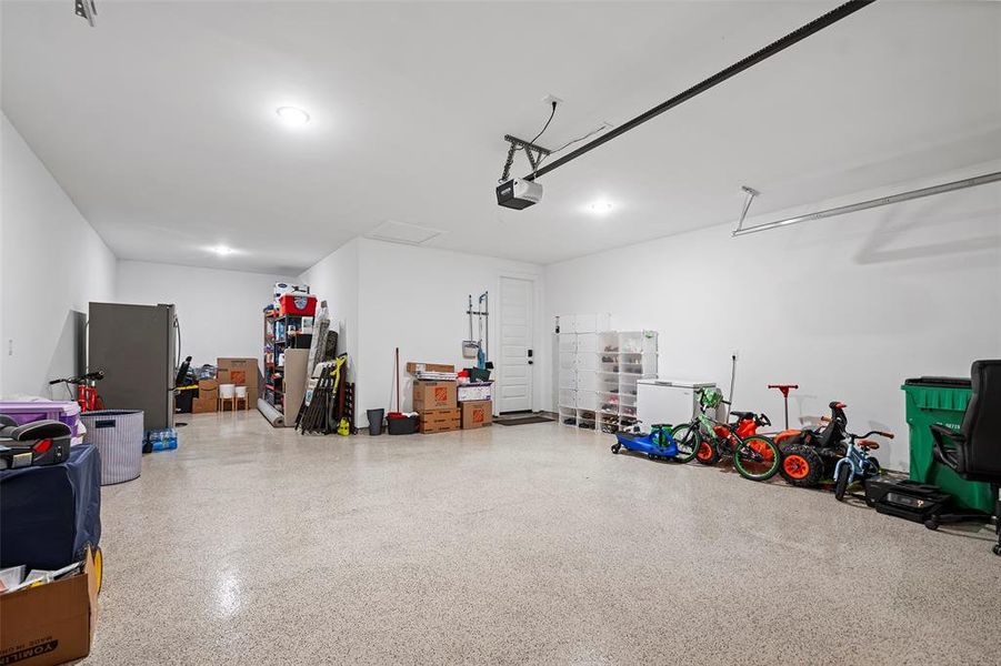 The tandem garage offers plenty of room for vehicles, storage, your exercise equipment, or whatever you need! And the floors are covered with a beautiful, durable epoxy.