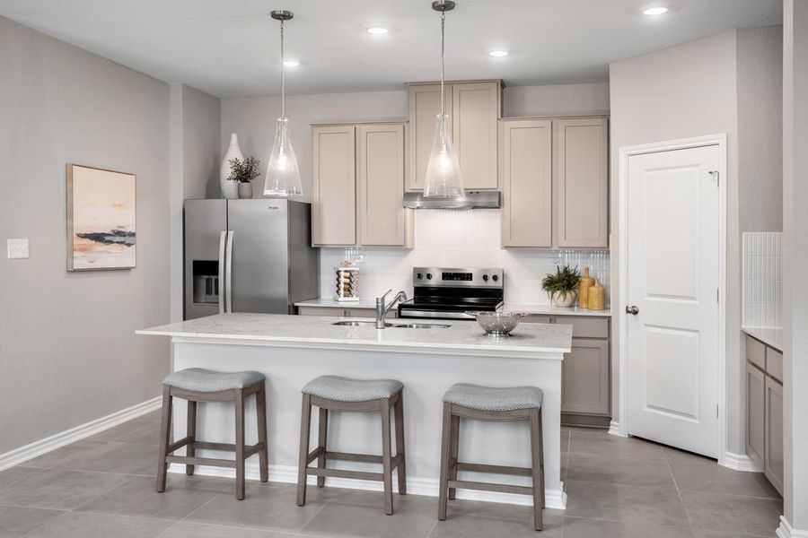 Representative furnished interior of a home built from the Plan 1605 Modeled by KB Home in Preserve at Culebra - Heritage Collection, San Antonio (Image 5). Representative furnished interior of a home built from the Plan 1605 Modeled by KB Home in Preserve at Culebra - Heritage Collection, San Antonio (Image 5).