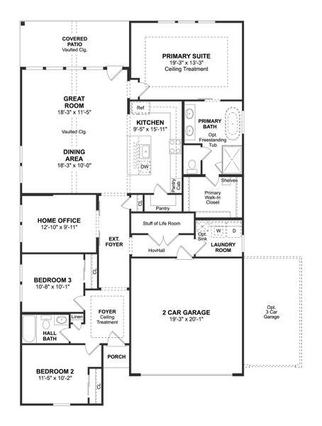 2D floor plan layout for the Boise by K. Hovnanian® Homes in Harvest Pointe, Needville, TX (Image 3). 2D floor plan layout for the Boise by K. Hovnanian® Homes in Harvest Pointe, Needville, TX (Image 3).