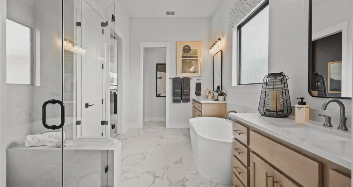 Representative furnished interior of a home built from the Stetson by Chesmar Homes in Sweetwater, Austin (Image 17).