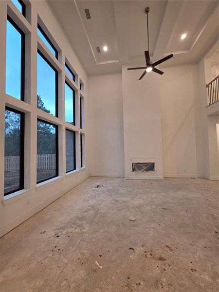 Family room with fireplace.