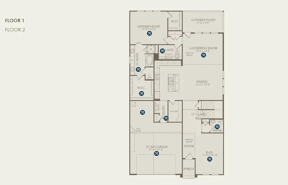 2D floor plan layout for the Iredell by Pulte Homes in Davis Ranch, San Antonio, TX (Image 3).