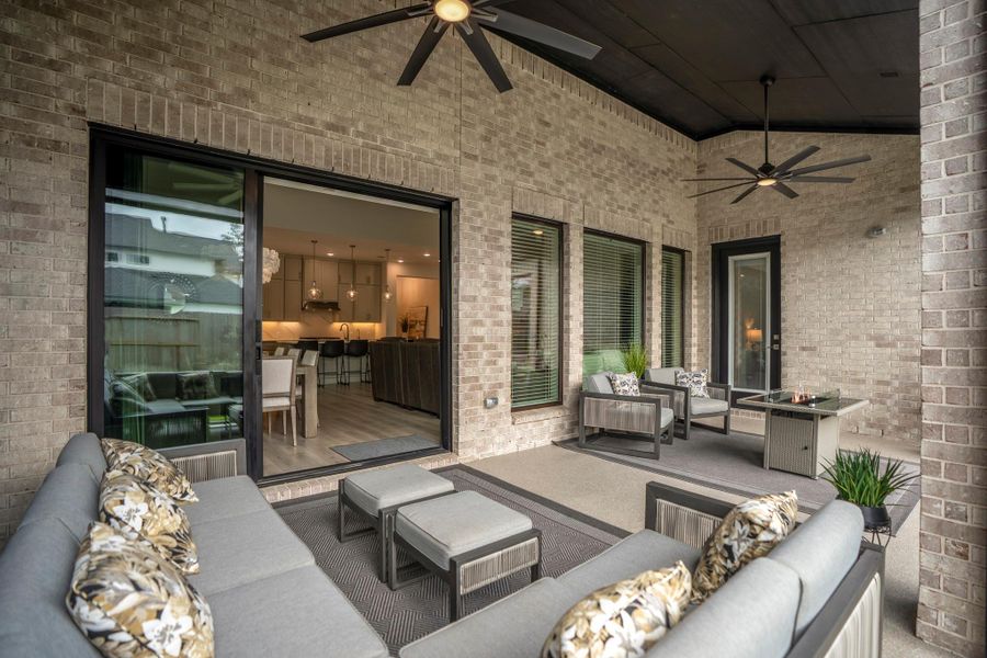 Exterior details and patio area of a home in The Highlands - 65', Porter (Image 25).