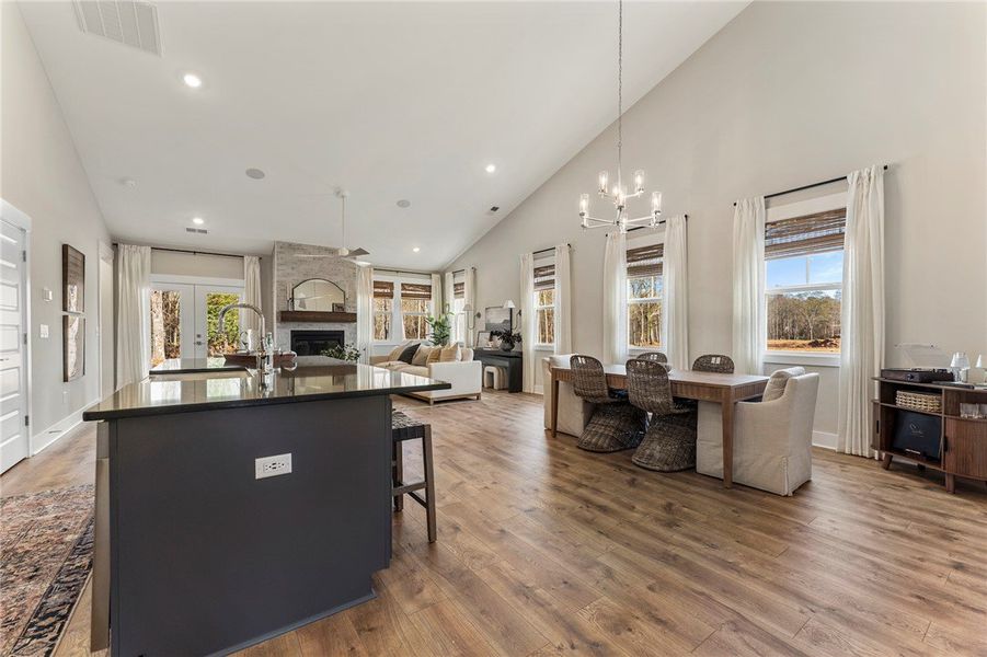 This bright, open concept living space offers a ha