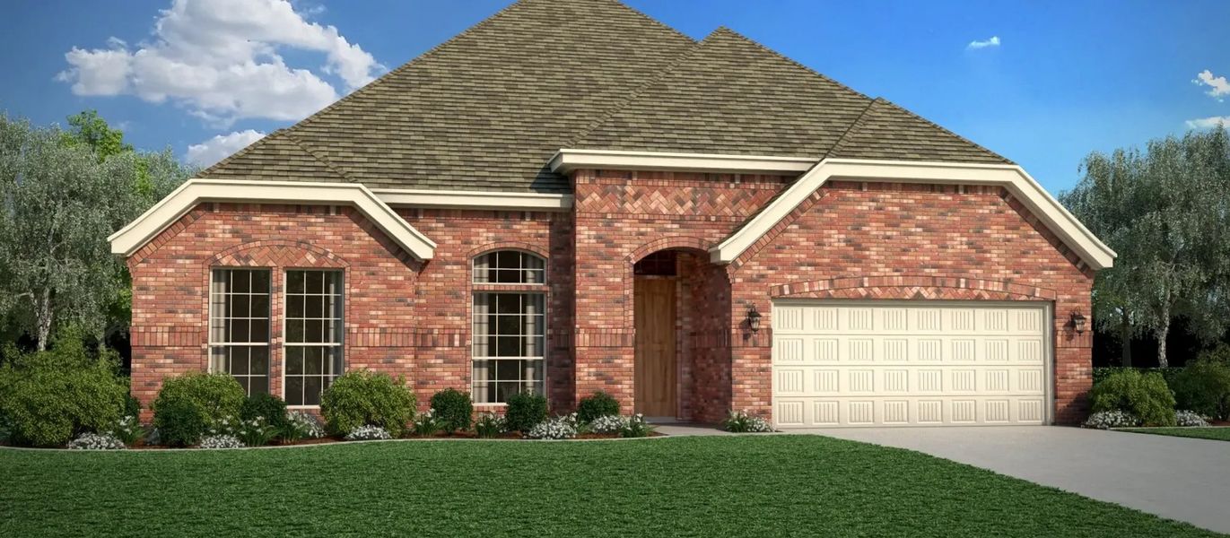 Representative exterior photo of a completed home built from the Hudson II by Cheldan Homes in Terra Vista, Springtown, TX (Image 1). Representative exterior photo of a completed home built from the Hudson II by Cheldan Homes in Terra Vista, Springtown, TX (Image 1).