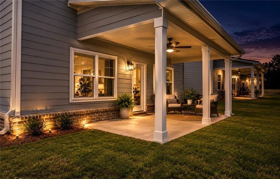 Exterior details and patio area of a home in Vickers Point - Single Family, Fairburn (Image 3).