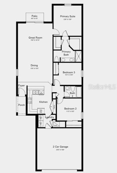 2D floor plan layout of this home in Cove at Coasterra, Palmetto, FL (Image 2).