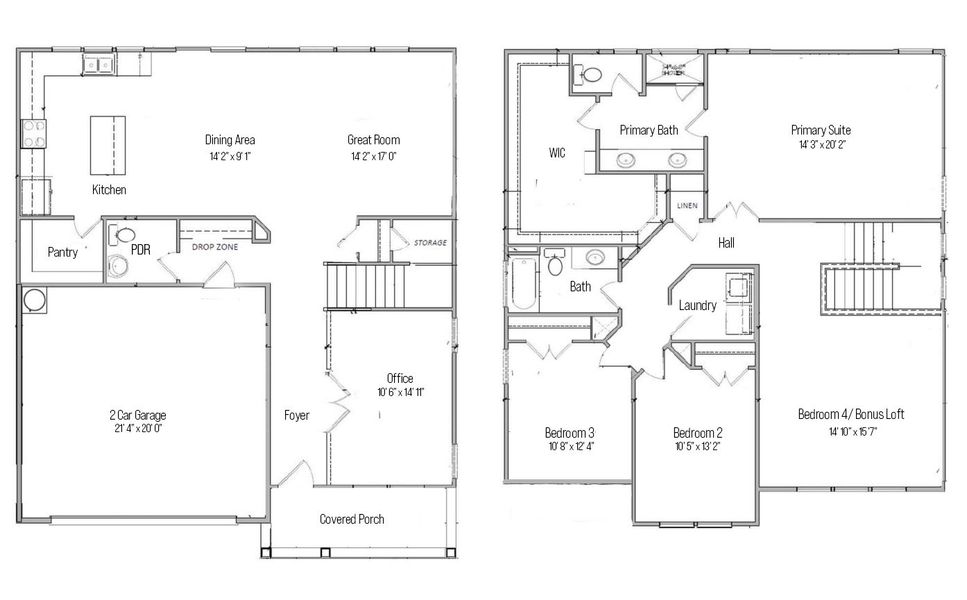 2D floor plan layout of this home in Country Club Creek, Ayden, NC (Image 2).
