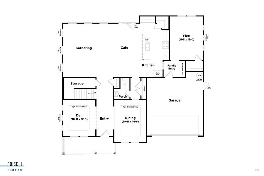 2D floor plan layout for the Poise II by DRB Homes in Richvale Estates, Fairview, TN (Image 3).