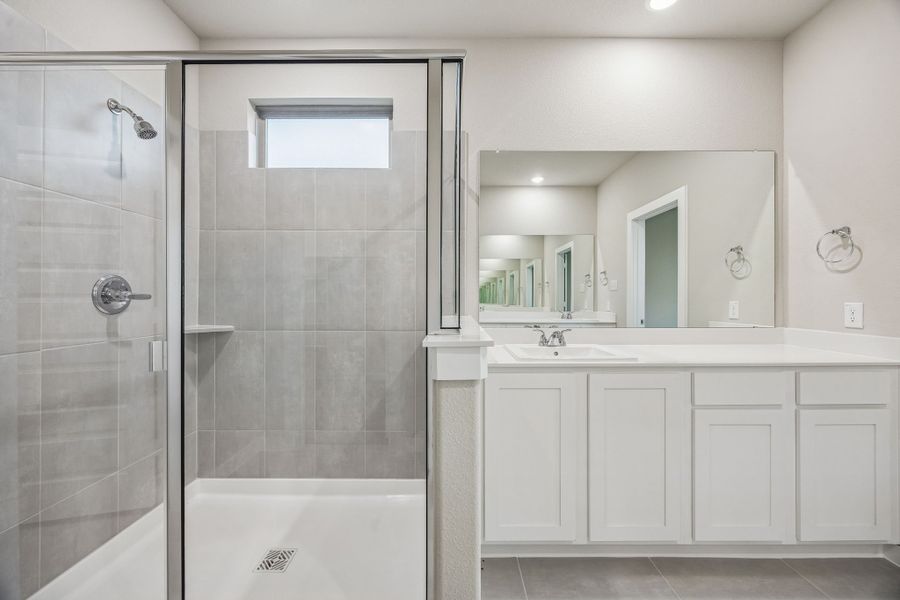Primary Bathroom in the Wimbledon home plan by Trophy Signature Homes – REPRESENTATIVE PHOTO