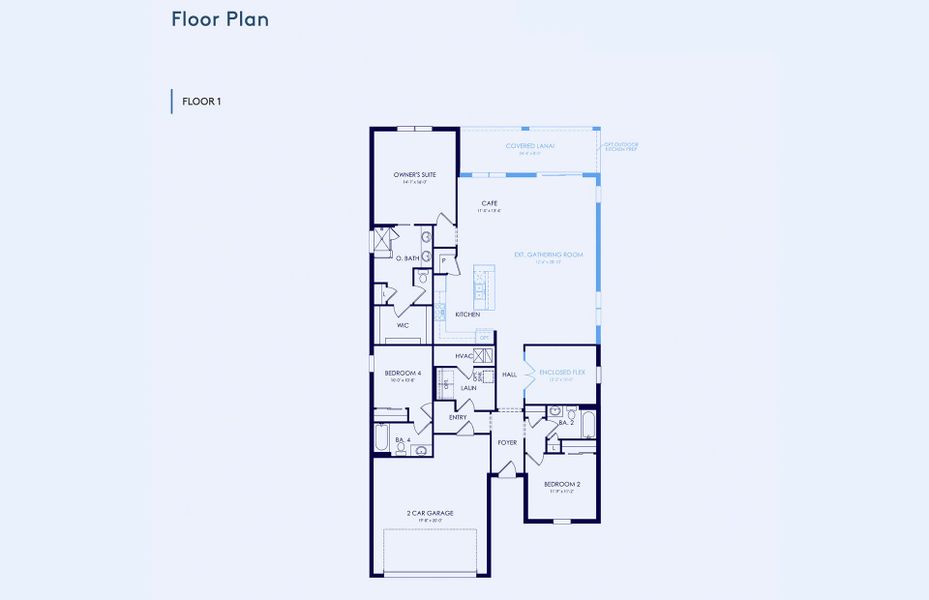 2D floor plan layout of this home in Longmeadow at North River Ranch, Parrish, FL (Image 3).