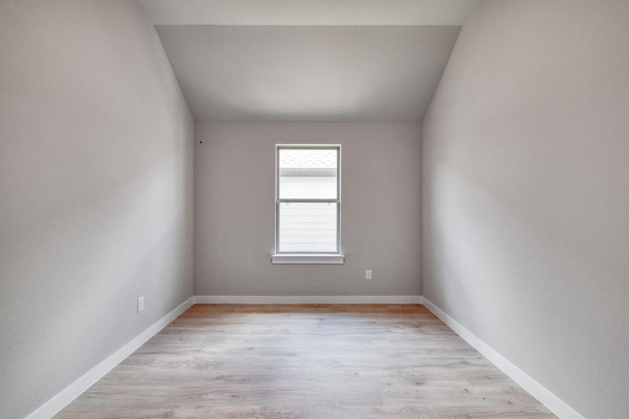 A well-lit, adaptable interior space features durable wood flooring. A well-lit, adaptable interior space features durable wood flooring.