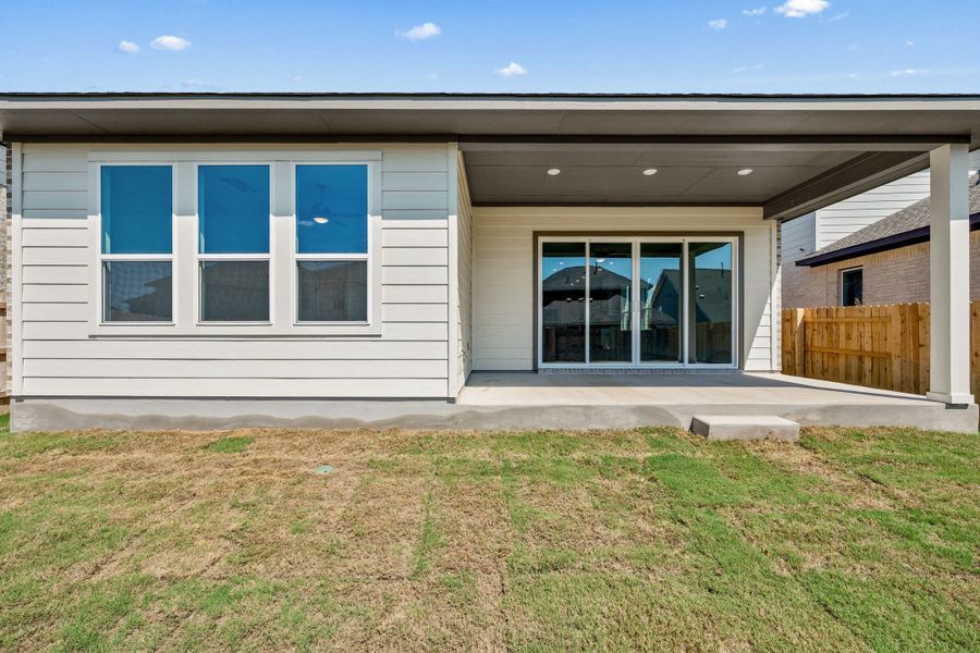 Exterior details and patio area of a home in Lariat, Liberty Hill (Image 24). Exterior details and patio area of a home in Lariat, Liberty Hill (Image 24).