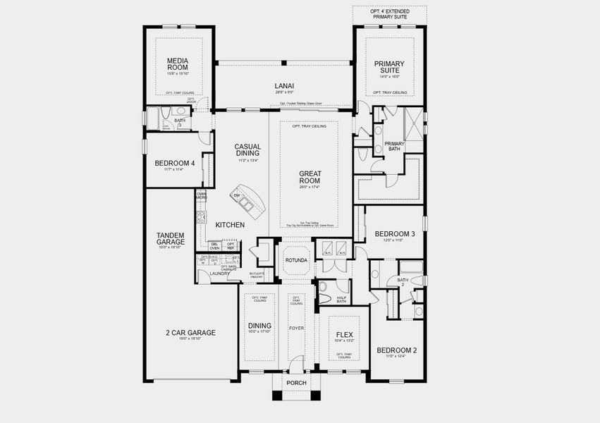 2D floor plan layout for the Abaco by Taylor Morrison in Victoria Lakes, Odessa, FL (Image 3).