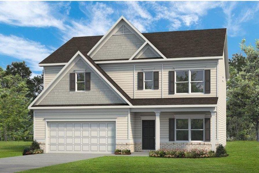 Front exterior of a new home in Jones Ridge, Dallas, GA, highlighting curb appeal (Image 1). Front exterior of a new home in Jones Ridge, Dallas, GA, highlighting curb appeal (Image 1).