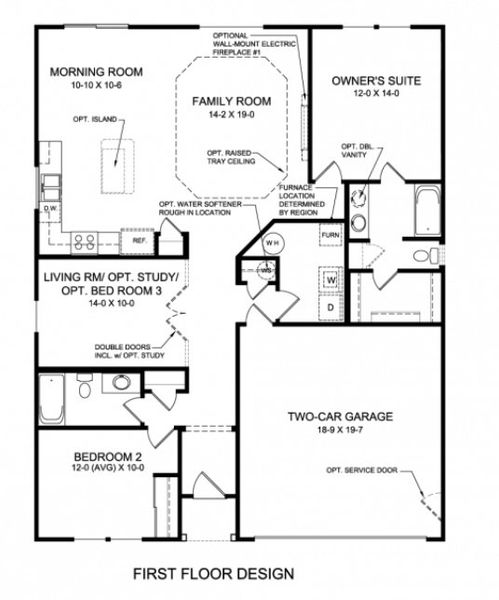 2D floor plan layout for the Beacon by Fischer Homes in Three Rivers, Euharlee, GA (Image 3).