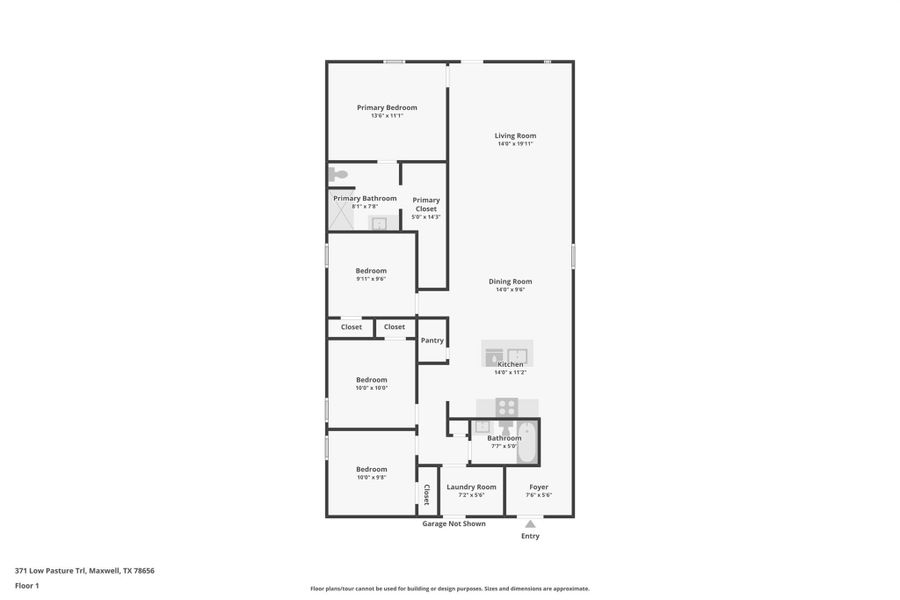 2D floor plan layout of this home in Sunset Oaks, Maxwell, TX (Image 3).
