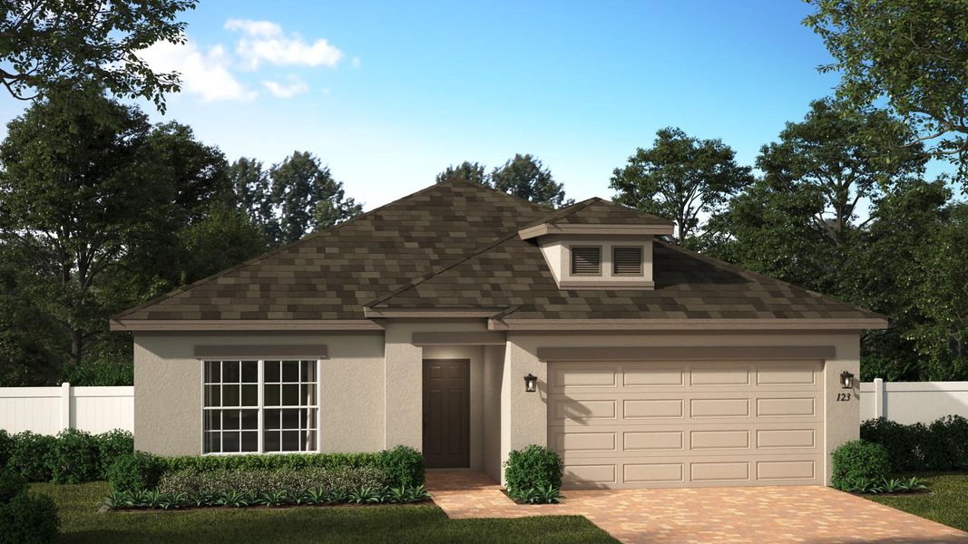 Representative exterior photo of a completed home built from the Kensington by Risewell Homes in Harrell Oaks, Orlando, FL (Image 4).