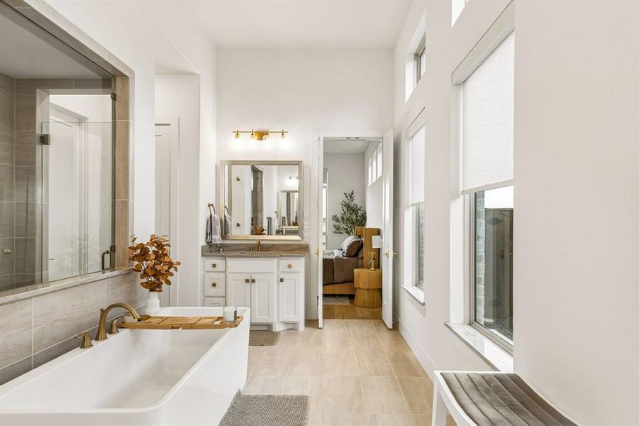 Furnished interior view inside a new home in , The Colony (Image 10).