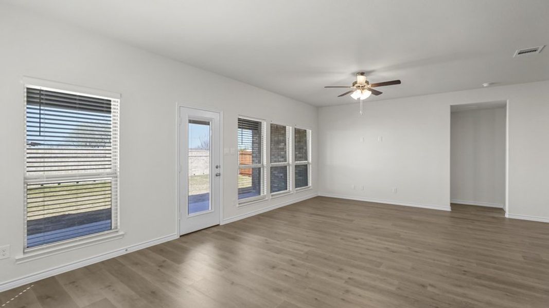 Representative unfurnished interior of a home built from the Wimberley by D.R. Horton in Elevon, Lavon (Image 12). Representative unfurnished interior of a home built from the Wimberley by D.R. Horton in Elevon, Lavon (Image 12).