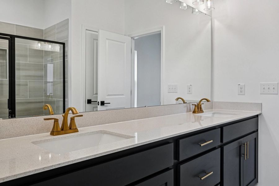 Primary Bath featuring the AW Collection® Sapphire - Clean white and cool hues define the space. Primary Bath featuring the AW Collection® Sapphire - Clean white and cool hues define the space.