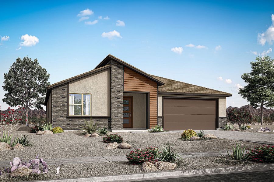 Representative exterior photo of a completed home built from the Ash by Mattamy Homes in Miravida, Surprise, AZ (Image 2).
