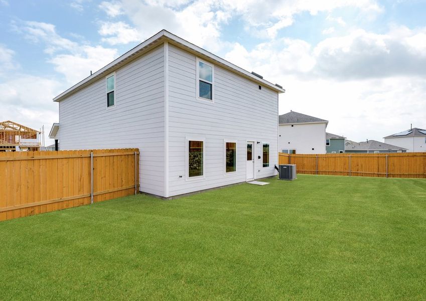 The back yard is fully fenced. The back yard is fully fenced.