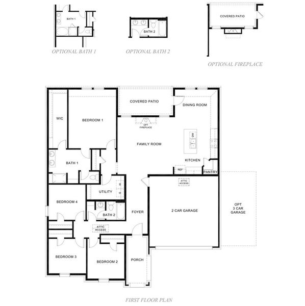 2D floor plan layout for the Dawson by D.R. Horton in Silverado, Aubrey, TX (Image 3).