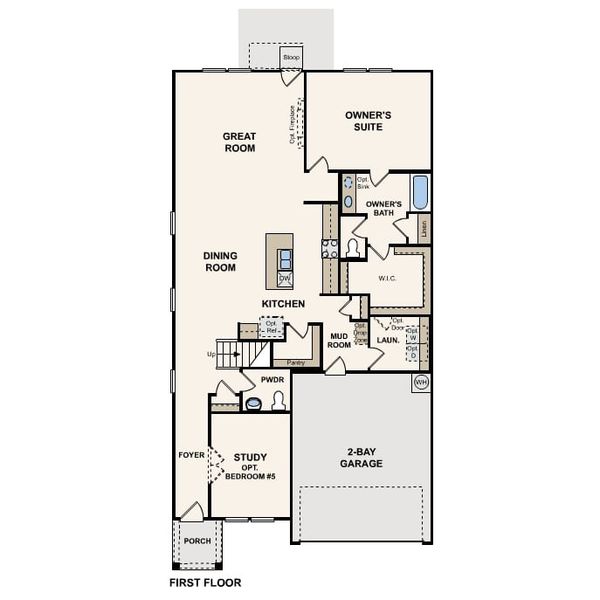 2D floor plan layout of this home in Evelyn, Austin, TX (Image 3).