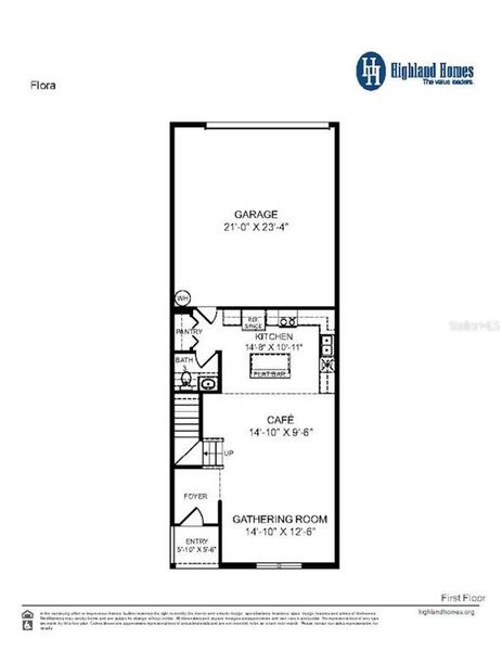 2D floor plan layout of this home in The Crossings - Townhomes, St. Cloud, FL (Image 2).