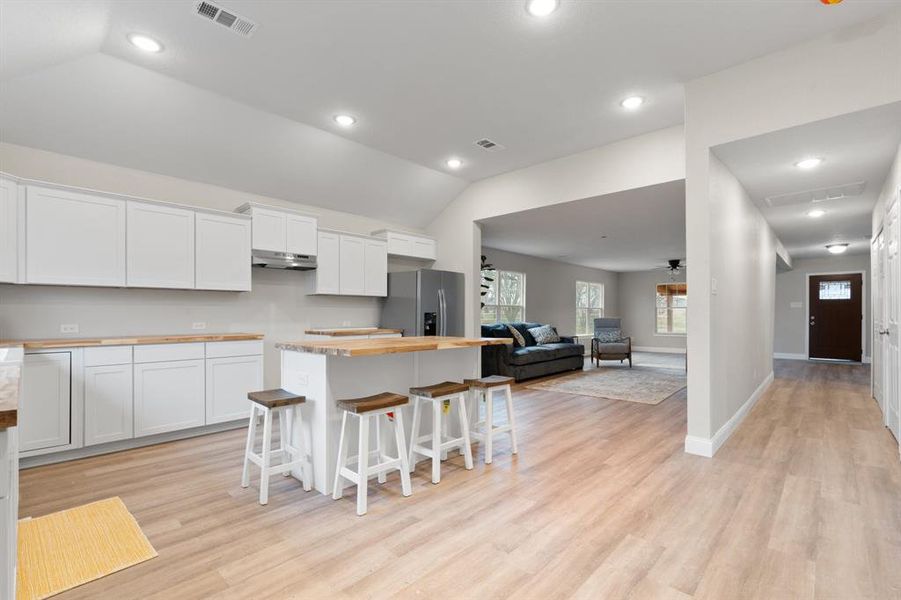 New Custom Cabinets and Butcher Block Counters.