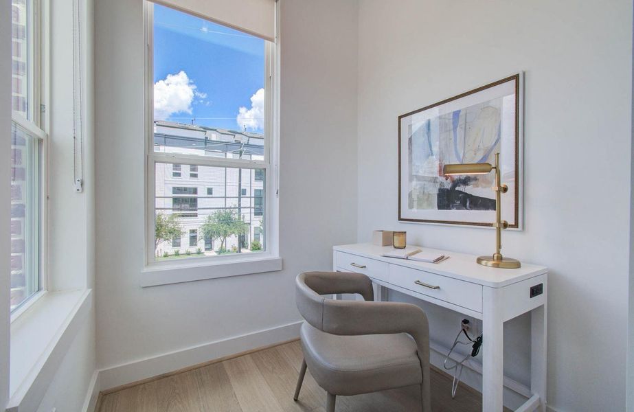 A private home office on the second floor