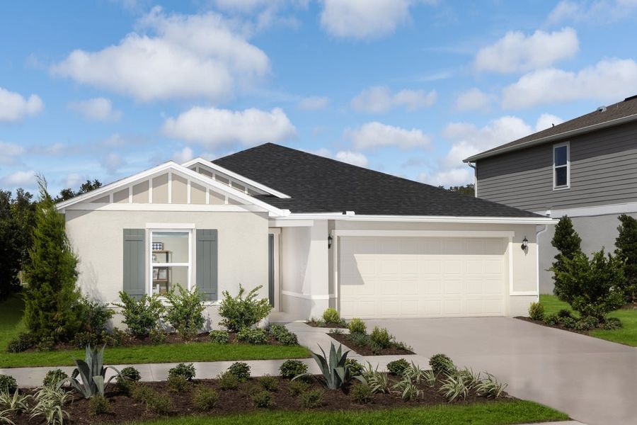 Representative exterior photo of a completed home built from the 1541 Modeled by KB Home in Woodland Oaks I, Brooksville, FL (Image 16). Representative exterior photo of a completed home built from the 1541 Modeled by KB Home in Woodland Oaks I, Brooksville, FL (Image 16).