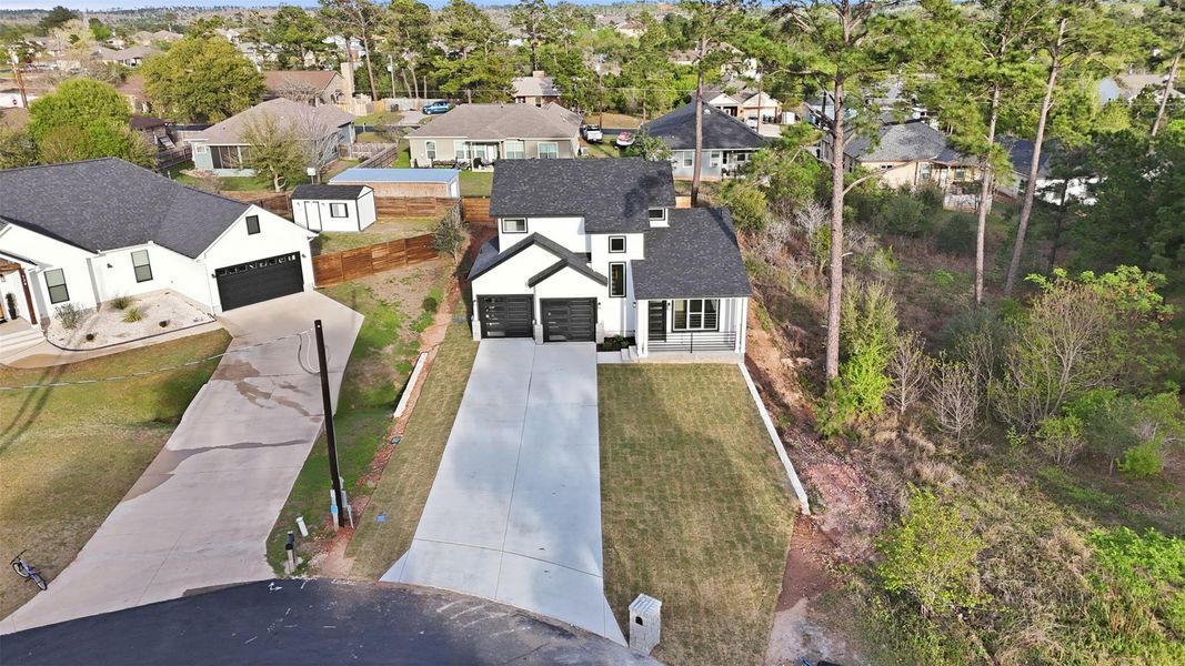 Aerial perspective of suburban area