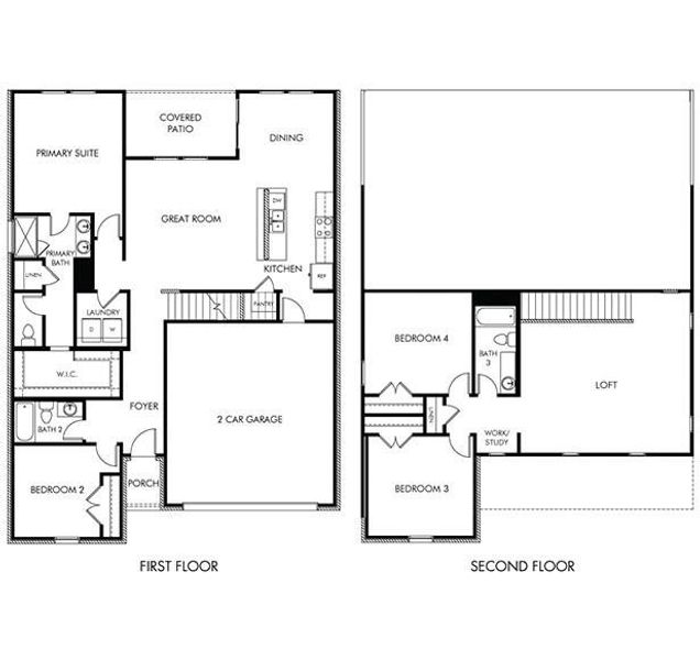 2D floor plan layout of this home in Stella Hills, Denton, TX (Image 2). 2D floor plan layout of this home in Stella Hills, Denton, TX (Image 2).