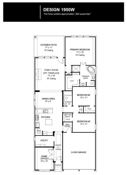 2D floor plan layout of this home in Lariat 45', Liberty Hill, TX (Image 2).