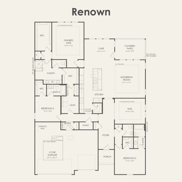 2D floor plan layout for the Renown by Del Webb in Del Webb Sonoma Verde, Rockwall, TX (Image 3).