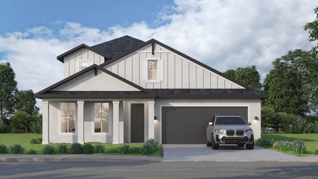 Representative exterior photo of a completed home built from the Appaloosa by Estela Living in Juliette Falls, Ocala, FL (Image 11). Representative exterior photo of a completed home built from the Appaloosa by Estela Living in Juliette Falls, Ocala, FL (Image 11).