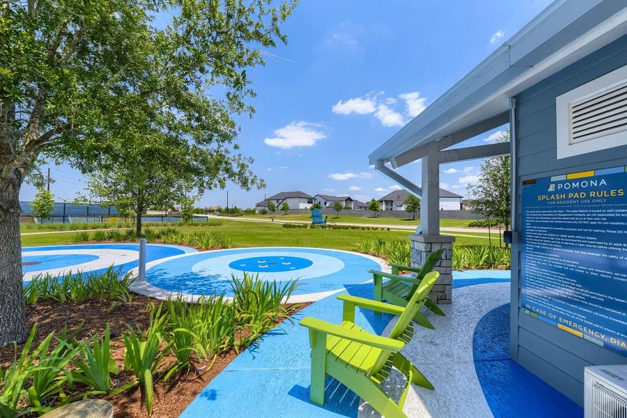 Experience summer bliss with this vibrant community splash pad, perfect for fun and relaxation.