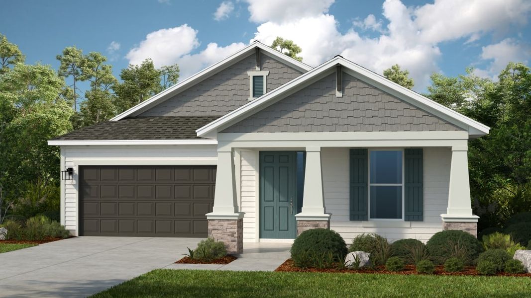 Representative exterior photo of a completed home built from the Atlantic by Taylor Morrison in Colbert Landings, Palm Coast, FL (Image 1). Representative exterior photo of a completed home built from the Atlantic by Taylor Morrison in Colbert Landings, Palm Coast, FL (Image 1).