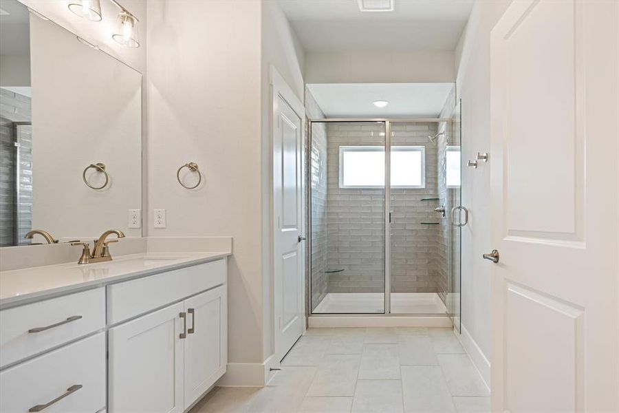 You'll never want to leave this spacious and beautiful walk in shower!