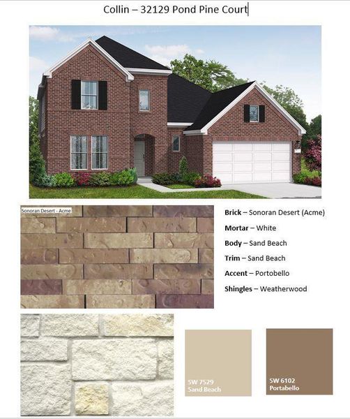 Sample of building materials used in homes in The Meadows at Imperial Oaks, Spring (Image 4).