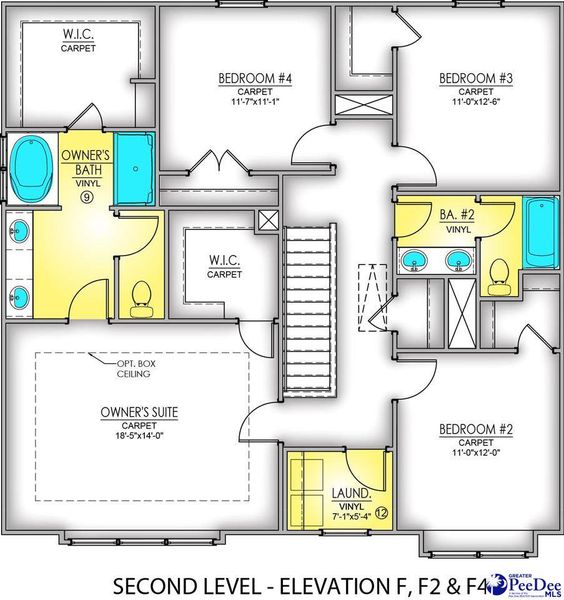 2D floor plan layout of this home in The Grove, Florence, SC (Image 2).