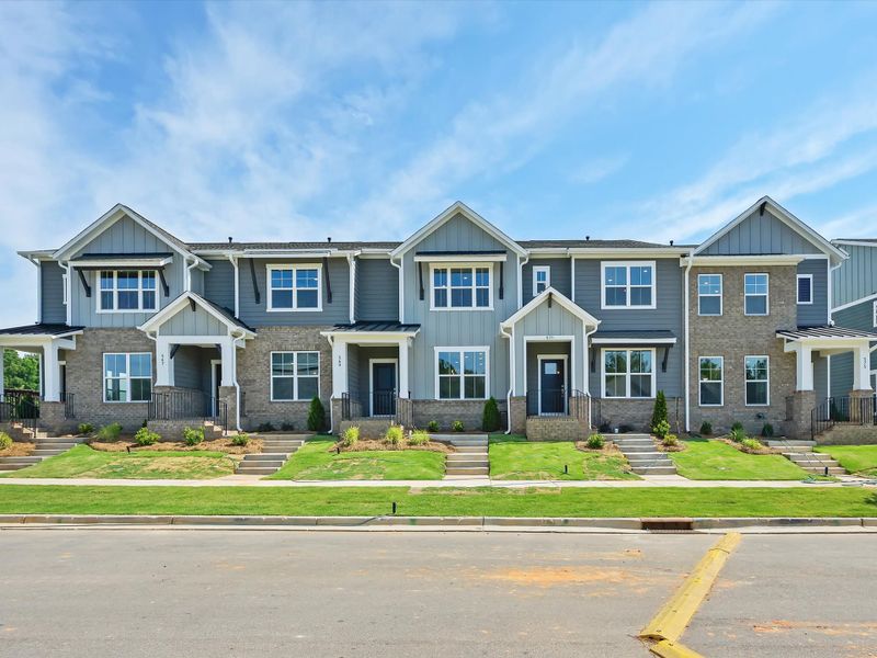 Front exterior of a new home in Hardy Pond Townhomes, Rock Hill, SC, highlighting curb appeal (Image 27). Front exterior of a new home in Hardy Pond Townhomes, Rock Hill, SC, highlighting curb appeal (Image 27).
