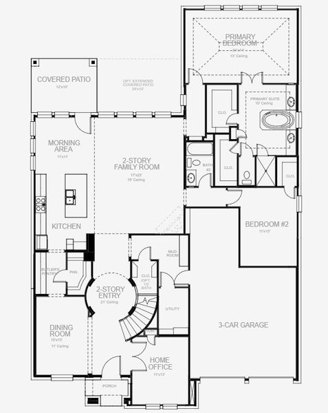 2D floor plan layout for the 3650W by Perry Homes in Two Step Farm 60', Montgomery, TX (Image 4). 2D floor plan layout for the 3650W by Perry Homes in Two Step Farm 60', Montgomery, TX (Image 4).