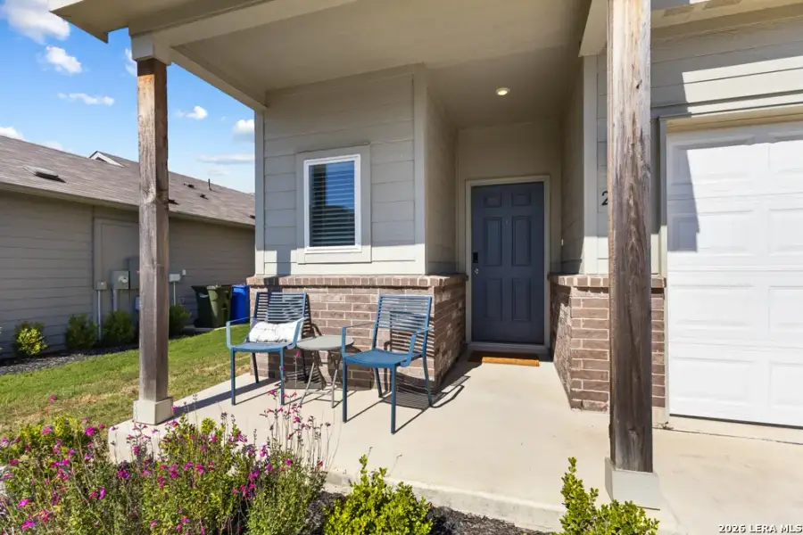 Exterior details and patio area of a home in Legend Pond, New Braunfels (Image 26).