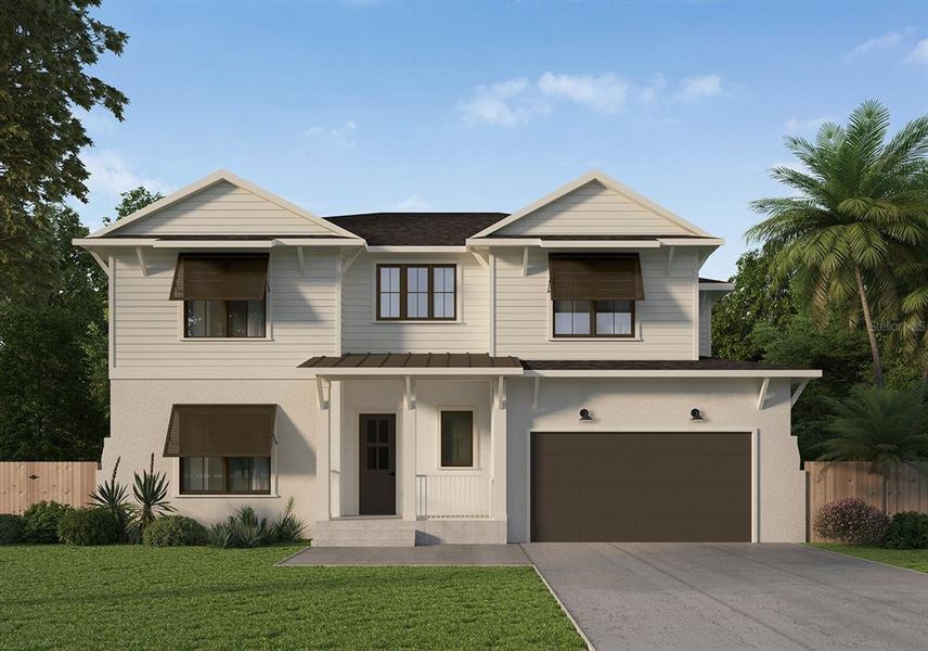 Front exterior of a new home in , Tampa, FL, highlighting curb appeal (Image 1). Front exterior of a new home in , Tampa, FL, highlighting curb appeal (Image 1).